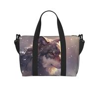 Lone Wolf - Borsa da viaggio con stampa, borsa da palestra, borsa a tracolla leggera per weekend e viaggi d'affari