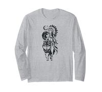 Lone Wolf Moon Howling Wolf Girl Wolves Howl Indian Native Maglia a Manica