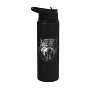Lone Wolf Moon Howling Wolf Pack Head Wolves Howl Stainless Steel Insulated Water Bottle