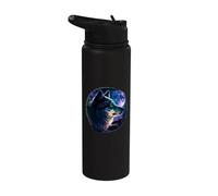 Lone Wolf Moon Howling Wolf Pack Head Wolves Howl Stainless Steel Insulated Water Bottle
