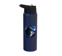 Lone Wolf Moon Howling Wolf Pack Head Wolves Howl Stainless Steel Insulated Water Bottle