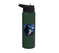 Lone Wolf Moon Howling Wolf Pack Head Wolves Howl Stainless Steel Insulated Water Bottle