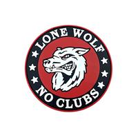 Lone Wolf No Clubs Biker PVC Airsoft Paintball Cosplay Morale Patch