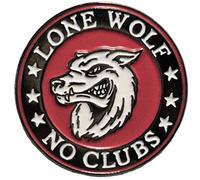 Lone Wolf No Clubs Biker Rocker metallo smaltato moto distintivo