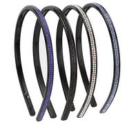 LONEEDY 4 Pack Fashion Rhinestone and Crystal Hard Headbands, Non-slip Teeth Hairband for Women