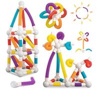 LONEEDY Set di 48 pezzi di giocattoli da costruzione con barre magnetiche retraibili, barre e sfere magnetiche flessibili, blocchi educativi per bambini a partire dai 3 anni (48PCS)