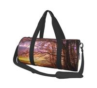 Lonely Bench - Borsone rotondo con stampa tramonto in tela, impermeabile e resistente agli strappi, borsa da viaggio pieghevole per il fine settimana