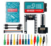 Lonely Binary Kit analizzatore logico a 8 canali USB da 24 MHz con modulo base, scheda breakout basetta, cavi USB-A e Type-C, clip di prova, clip a coccodrillo compatibile con progetti fai da te