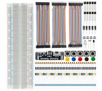 LONELY BINARY Starter Kit Elettronica 400+ Pz per ESP32 & Arduino IDE | Scheda madre da 830 pt, modulo di alimentazione USB-C da 3,3 V/5 V, 120 fili, 120 resistori, 52 LED, tappi, pentole, sensori