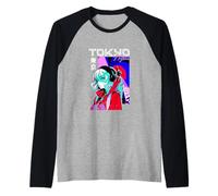 Lonely Tokyo Nights Anime Girl Vaporwave Maglia con Maniche Raglan