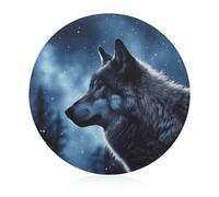 Lonely Wolf - Tagliere rotondo in vetro, robusto, resistente ai graffi, portatile, per cucina, picnic, 20 cm
