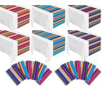 Lonfliness Confezione da 12 runner da tavola messicano usa e getta in plastica, 35,5 x 213 cm, a righe colorate, per tavolo da pranzo, festa del giorno dei morti, taco, decorazione per feste