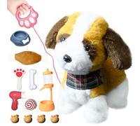 Lonfypeng Giocattoli per cuccioli per bambini, cani che camminano abbaiano, giocattolo per cani con guinzaglio, interattivo cucciolo di peluche con telecomando, per ragazze e ragazzi dai 3 ai 7 anni