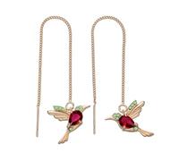 Long Chain Drop Earrings, Hummingbird Wing Threader Earring, 9cm Pull Through Earrings with Dangle Design, Elegant Alloy Jewelry Accessory, Pendant Earring with Nature Style, Fashion Jewelry for Women