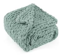 LONG CREATE Coperta a maglia grossa, 127 x 152 cm, 100% fatta a mano con morbido filato di ciniglia, 2 kg di spessore, grande coperta lavorata a maglia con nodo in corda per divano, letto, decorazione