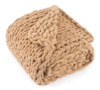 LONG CREATE Coperta a maglia grossa, 127 x 152 cm, 100% fatta a mano con morbido filato di ciniglia, 2 kg di spessore, grande nodo in corda all'uncinetto, per divano, letto, decorazione per la casa,