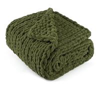 LONG CREATE Coperta a maglia grossa, 127 x 152 cm, 100% fatta a mano con morbido filato di ciniglia, 2 kg di spessore, grande coperta lavorata a maglia con nodo in corda per divano, letto, decorazione