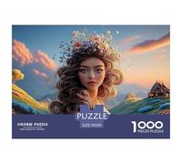 Long Curly Brown Hair Girl 1000 Pezzi Cartone Robusto Puzzle Nature Princess Antistress Gioco Per Famiglie Puzzle Per Adulti E Bambini 70x50cm/1000pcs