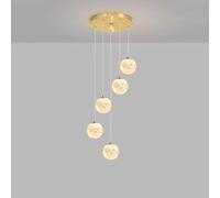 Long Fixtures Stair Foyer Entryway Milk Moon Globe Chandelier Vintage Gold Mid Century Pendant Light Farmhouse Hanging Lamp for Bedroom Kitchen Table Dining Room