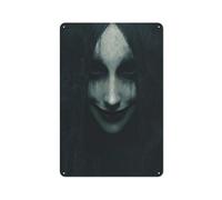 Long Hair Woman Horror Art Tin Metal Signs Wall Art Decorazioni artistiche da parete per bar, pub, club, caffetteria, fattoria, bianco, 30 x 20 cm