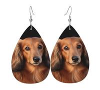 Long Haired Dachshund Orecchini In Pelle Stampato Orecchini Divertenti Orecchino In Pelle Per Carnevale Donna