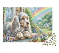 Long-haired Eared Dog 1000 Pezzi Puzzle Creativo Intrattenimento Creativo Puppy on Window Sill Jigsaw Sfide Divertenti Per Bambini E Adulti 38x26cm/1000pcs