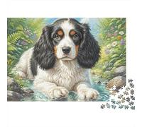 Long-haired Eared Dog 1000 Pezzi Puzzle Creativo Regali Di Festa Cavalier in Water Puzzle Stimolare La Creatività Per Regali 38x26cm/1000pcs