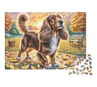Long-haired Eared Dog 1000 Pezzi Puzzle Divertente Regali Di Festa Cocker Spaniel in Autumn Jigsaw Sfide Divertenti Per Bambini E Adulti 52x38cm/1000pcs