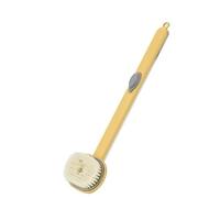 Long Handle Bath Massage Cleaning Brush, 14in Long Handled Shower Brush, One-Touch Foam Bath Shower Brush, Exfoliation and Improved Skin Health(Gray yellow)