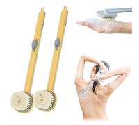 Long Handle Bath Massage Cleaning Brush, Bath Brush Long Handle For Shower, Long Handle Bath Massage Cleaning Brush With Soap Dispenser (A-Yellow)