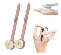 Long Handle Bath Massage Cleaning Brush, Bath Brush Long Handle For Shower, Long Handle Bath Massage Cleaning Brush With Soap Dispenser (D-Pink)
