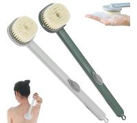 Long Handle Bath Massage Cleaning Brush, Removable Soap Dispenser Bath Brush, Long Handle Back Shower Bath Soap Dispenser Massage Cleaning Brush, Family Essentials (Gray+Green)