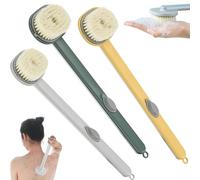 Long Handle Bath Massage Cleaning Brush, Removable Soap Dispenser Bath Brush, Long Handle Back Shower Bath Soap Dispenser Massage Cleaning Brush, Family Essentials (Gray+Green+Yellow)