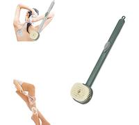 Long Handle Liquid Bath Brush, Back Scrubber For Shower, Natural Bristle Body Brush Exfoliator,Handle Can Fill Body Washwith Shower Gel Storage Groove (Green)