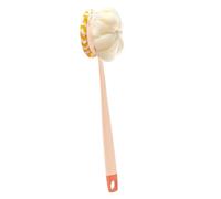 Long Handle Scrubber, Double Sided Brush Tool, 16x3 Inches Shower Scrubber with Loofah Feature, Soft Nylon Cleaning Brush, Body Care with Ergonomic Style, Tool for Adults Elderly