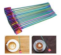 Long Handle Stainless Steel Cocktail Stirring Spoon with Creative Straw Design