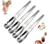 Long-Handle Stainless Steel Dessert Spoon,Reusable Ice Cream Spoons | 316L Stainless Steel Deep Spoon,Mirror Polishing Cutlery Spoons Set,Ergonomic Extended Handle,for Yogurt, Pudding, Ice Cream