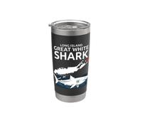 Long Island Great White Shark Map Ocean Lover Beach Bicchiere termico in acciaio inox doppia parete
