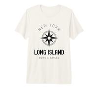 Long Island New York Vintage LI NY Bussola Nata e sollevata Maglietta Premium