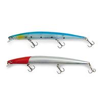 Long Jerk Minnow Artificiale Pesca Spinning Traina Serra Spigola Cm. 18 Grammi 22 Kit 2 Pz.