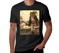 Long John Silver Pirate Art by Louis Rhead T-Shirt Custom t Shirts Korean Fashion Man Clothes Mens Graphic t-Shirts Pack Black 3XL