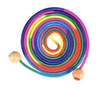 Long Jump Rope for Kids, Adjustable Groups Ropes Skipping with Wood Handle, Multiplayer Rainbow Jumping Rope for Outdoor, 16,4 Ft Adjustable Skipping Toy for Sports Playground School Activities