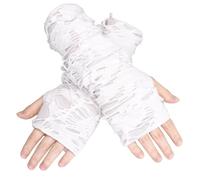 Long Keeper 1 Paio di Guanti Senza Dita Sottili Guanti Punk Gotici Y2K Guanti Mezze Dita in Poliestere per Festa Halloween Costume Cosplay Hip-Hop (Bianco)