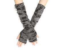 Long Keeper 1 Paio Guanti Lunghi Senza Dita Guanti Gotici Y2K Guanti Mezze Dita in Poliestere Guanti Festa Lunghi Sottili per Halloween Costume Goth Cosplay (Nero)