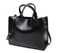 Long Keeper Borsa Pelle Donna - Elegante Borsa a Mano Tracolla Pelle Borse a Spalla Borsa Donna Impermeabile Borse Shopper Tote con Manico Borsetta Moda (Nero)