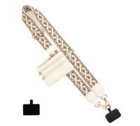 Long Keeper Cinghia del Telefono con Custodia con Cerniera Crossbody Regolabile Universale Cellulare Cordini Telefono Collo Cordino Largo di Ricambio Borsa della Cinghia (Beige Bianco)