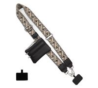 Long Keeper Cinghia del Telefono con Custodia con Cerniera Crossbody Regolabile Universale Cellulare Cordini Telefono Collo Cordino Largo di Ricambio Borsa della Cinghia (Beige Nero)