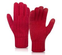 Long Keeper Guanti invernali da donna e da uomo, con touchscreen, guanti in morbido pile termico e caldo, per guida, corsa, ciclismo, passeggiate, Rosso, Taglia unica