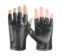 Long Keeper Guanti Pelle Senza Dita - Guanti da Guida Moto in Pelle Neri Guanti Pelle Sfoderati Guanti Mezze Dita Punk Costume Cosplay per Uomo Donna