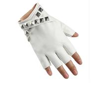 Long Keeper Guanti Pelle Senza Dita Punk - Guanti Pelle Donna con Rivetti Festa Costume Cosplay Mezze Dita Guanti Pelle Sfoderati da Guida Moto per Donna